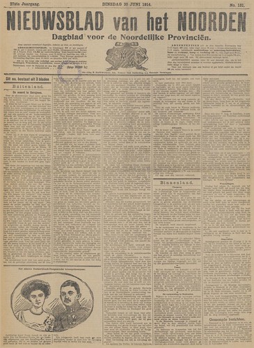 Nieuwsblad van het Noorden, 30 June 1914 (Collection National Library of the Netherlands)