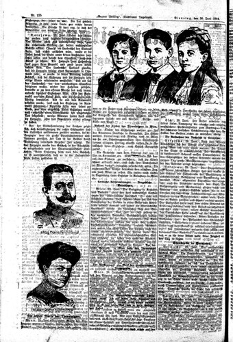 Bozner Zeitung, 29 June 1914, page 2, Franz Ferdinand, his wife and children (Collection Friedrich Tessmann Library)