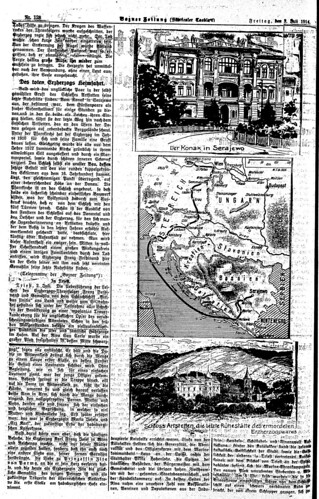 Bozner Zeitung, 3 July 1914 (Collection Friedrich Tessmann Library) Bozner Zeitung, 3 July 1914 (Collection Friedrich Tessmann Library)