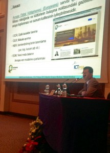 Erdal Naneci from the National Library of Turkey, presenting Europeana Newspapers at the ANKOS Conference.