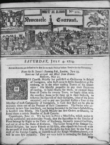 The Newcastle Courant. Saturday, 4 July, 1724.