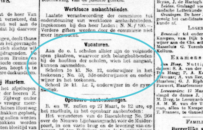 An 1894 advertisement for job openings, in the Dutch paper De Telegraaf.