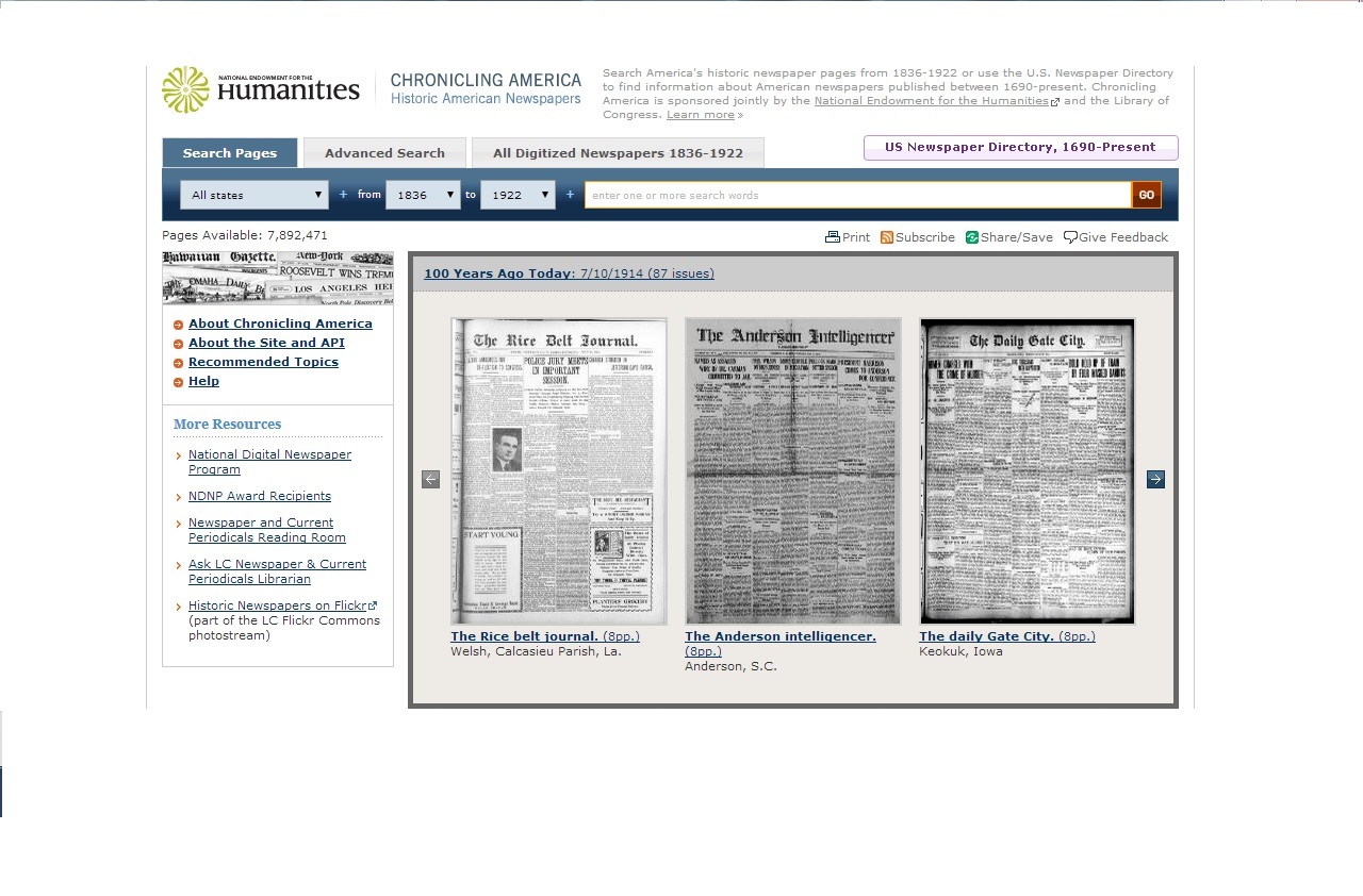 Diving into newspaper archives Chronicling America Europeana Newspapers